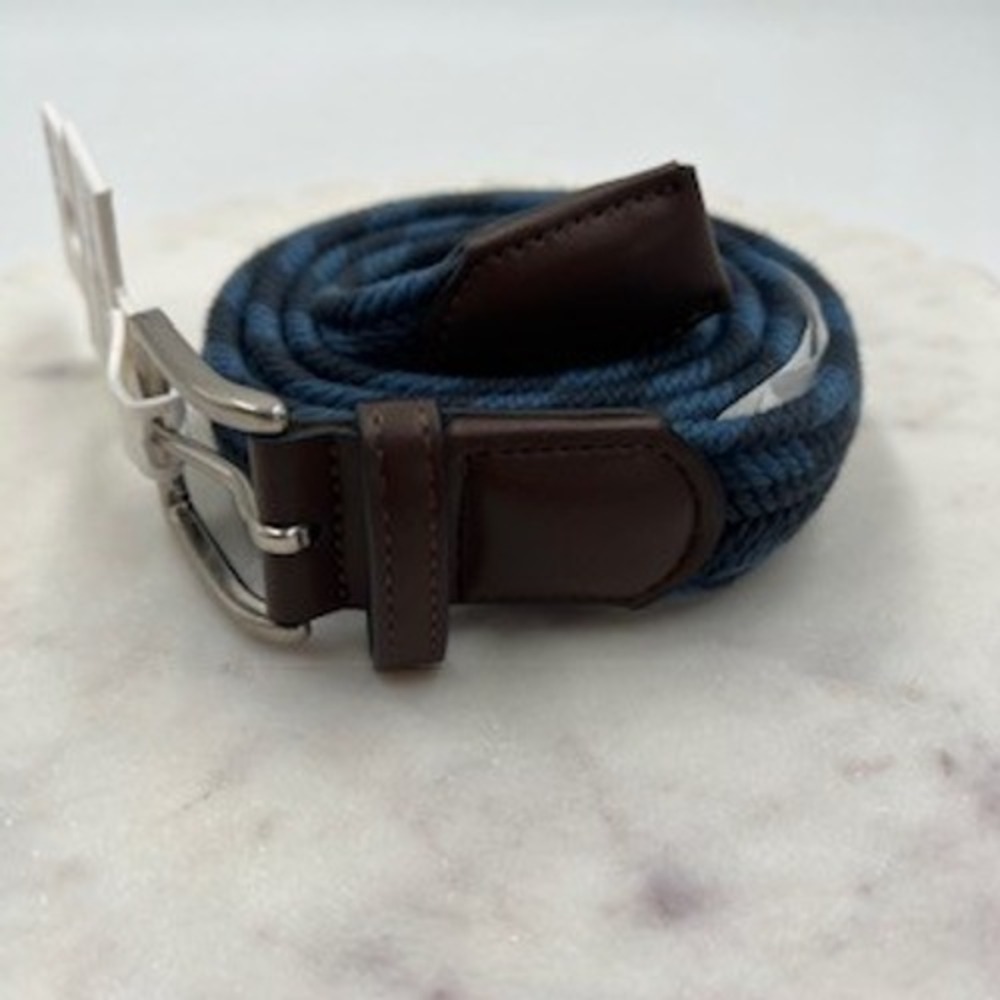Goodfellow & Co Mens Braided Stretch Belt Blue Chevron Large 36-38 TARB1010 NEW